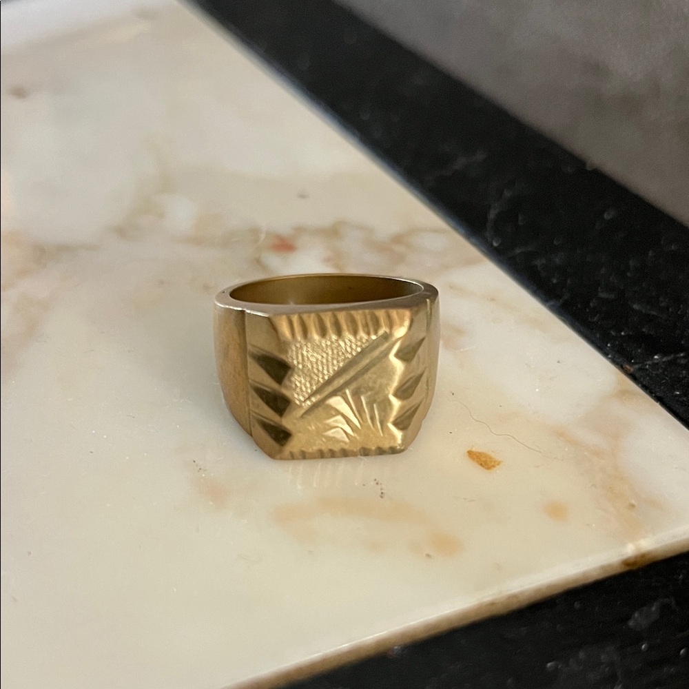Men's Bold Brass Geometric Signet Ring